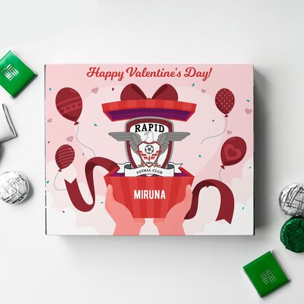Cutie de bomboane FC Rapid personalizată cu text - Valentine