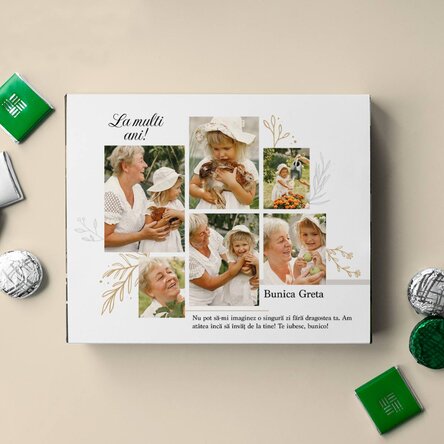 Cutie de bomboane personalizată cu 6 poze și mesaj