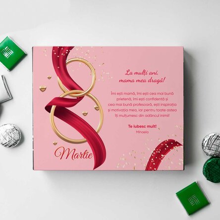 Cutie de bomboane personalizată cu mesaj - 8 Martie