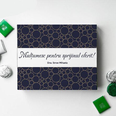 Cutie de bomboane personalizată cu mesaj de mulțumire - Elegant