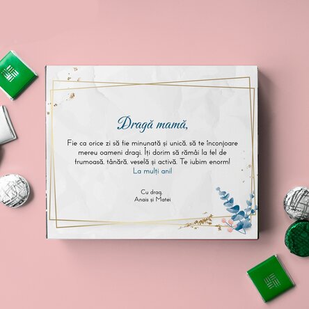Cutie de bomboane personalizată cu mesaj - La mulți ani!