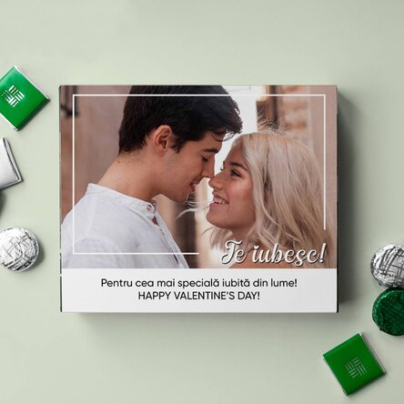 Cutie de bomboane personalizată cu o poză și mesaj