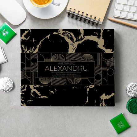 Cutie de bomboane personalizată cu text - Mulțumesc