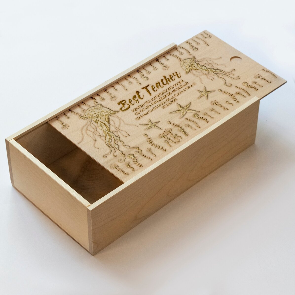 Cutie de cadou personalizată din lemn cu mesaj - Best...