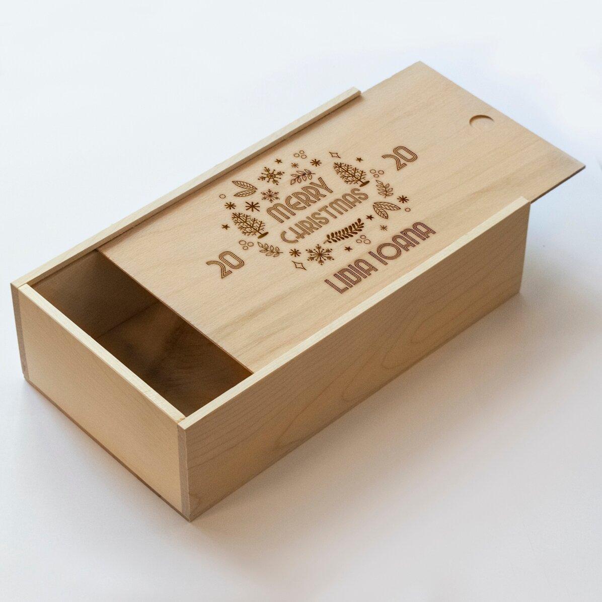 Cutie de cadou personalizată din lemn - Merry Christmas