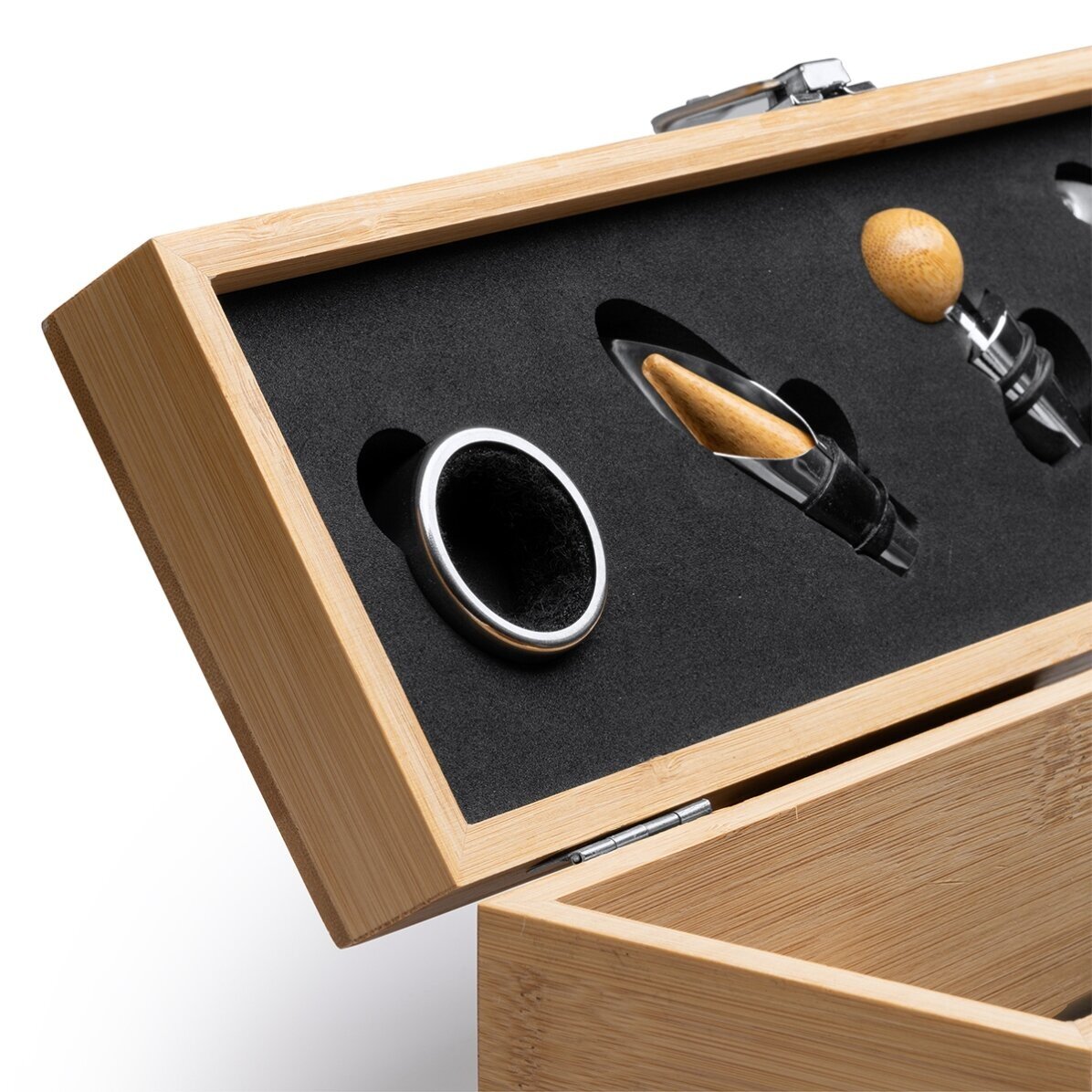 Cutie de vin din bambus cu accesorii personalizată cu mesaj - Happy Birthday Gift