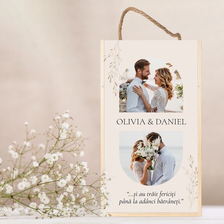 Cutie de vin pentru 2 sticle personalizată cu 2 poze și mesaj - Momente
