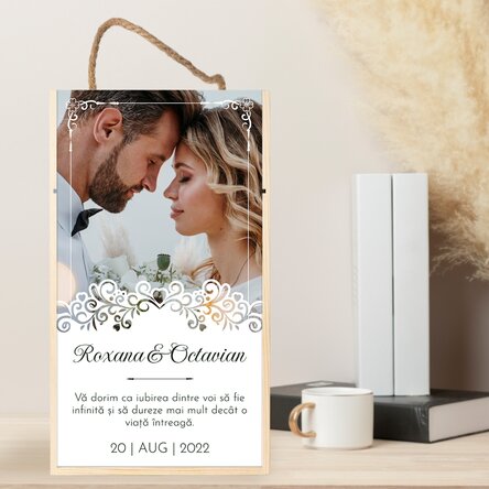 Cutie de vin pentru 2 sticle personalizată cu o poză și mesaj - Aniversare căsătorie