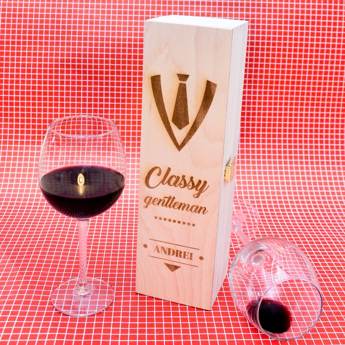 Cutie de vin personalizată -  Classy Gentleman