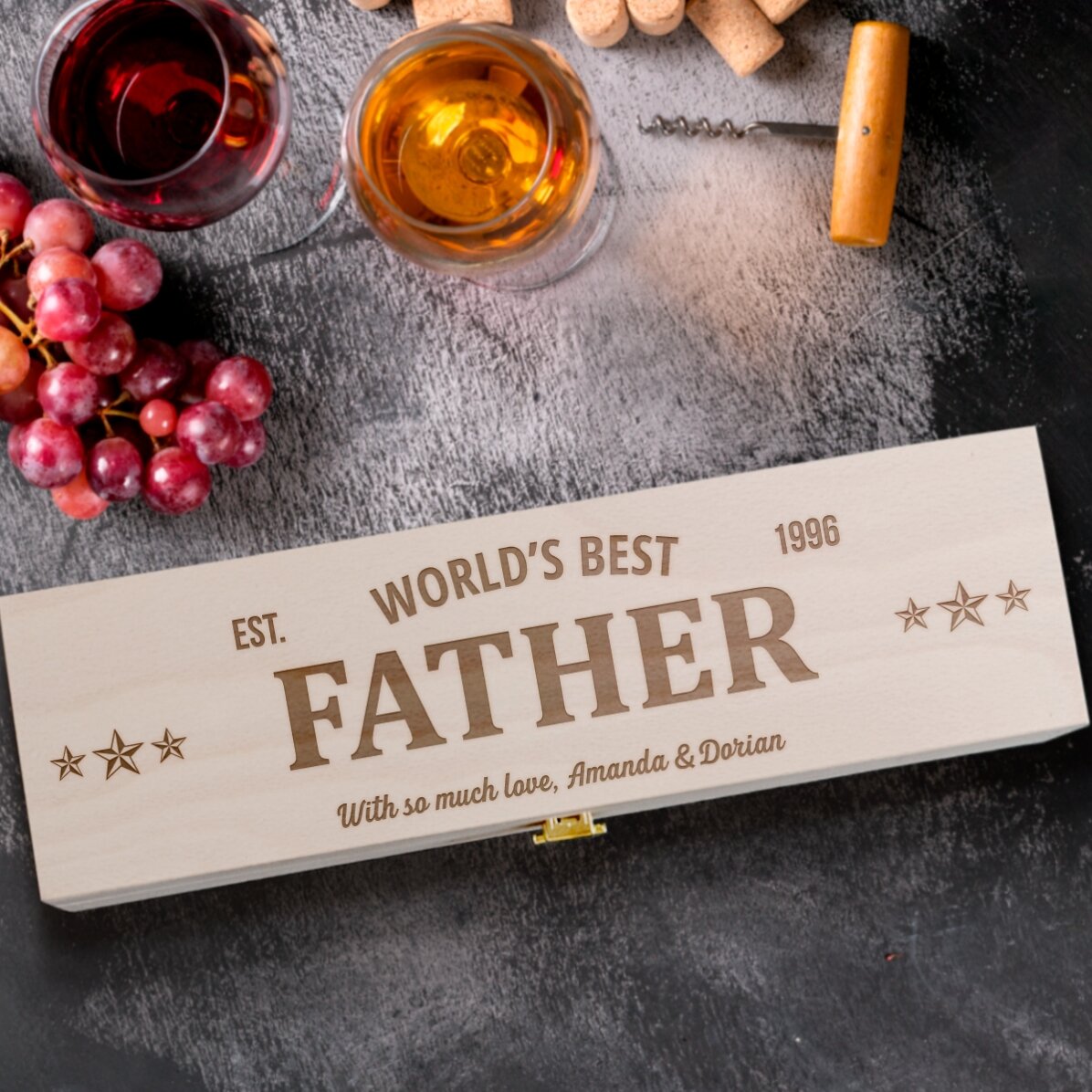 Cutie de vin personalizată cu mesaj - The best