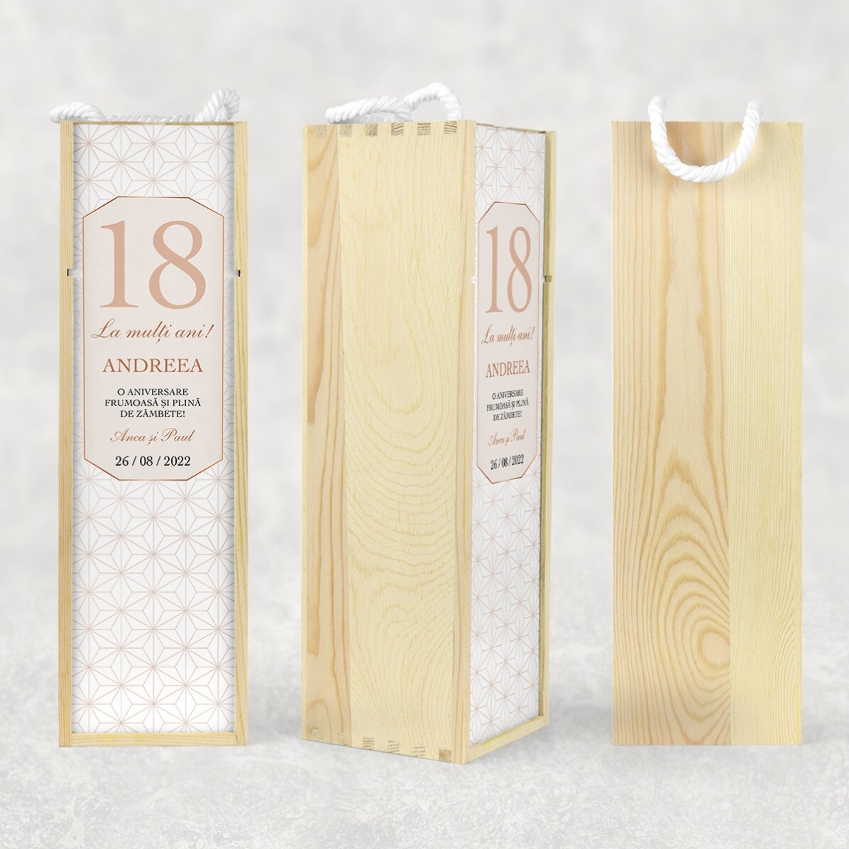 Cutie de vin personalizată cu text - Birthday