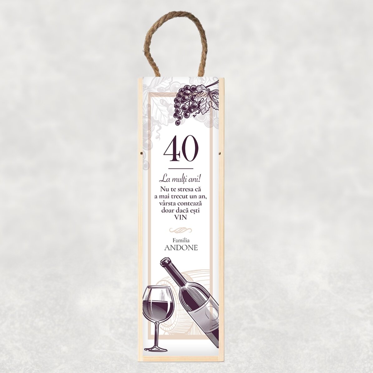 Cutie de vin personalizată cu text pentru zi de naștere - Cheers