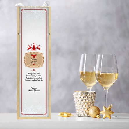 Cutie de vin personalizată cu text - Urare de sărbători