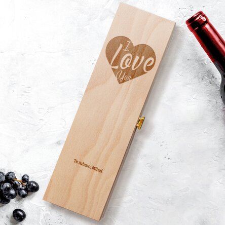 Cutie de vin personalizată - I Love you
