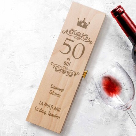 Cutie de vin personalizată -  La mulți ani!