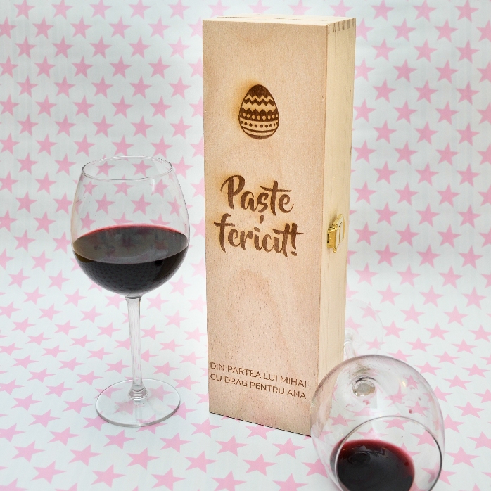 Cutie de vin personalizată - Paște fericit