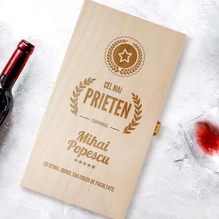 Cutie de vin personalizată pentru două sticle - Cel mai