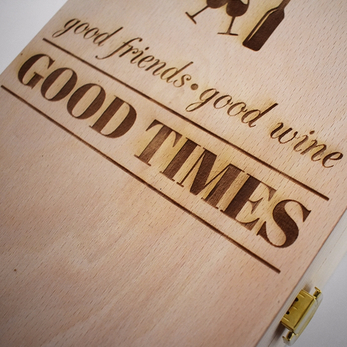 Cutie de vin personalizată pentru două sticle - Good Friends, Good Wine, Good Times