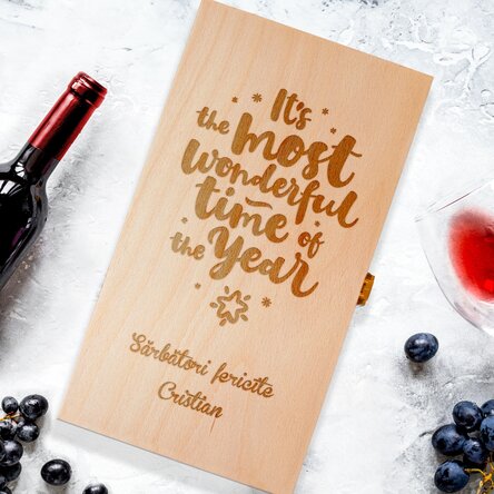 Cutie de vin personalizată pentru două sticle - It