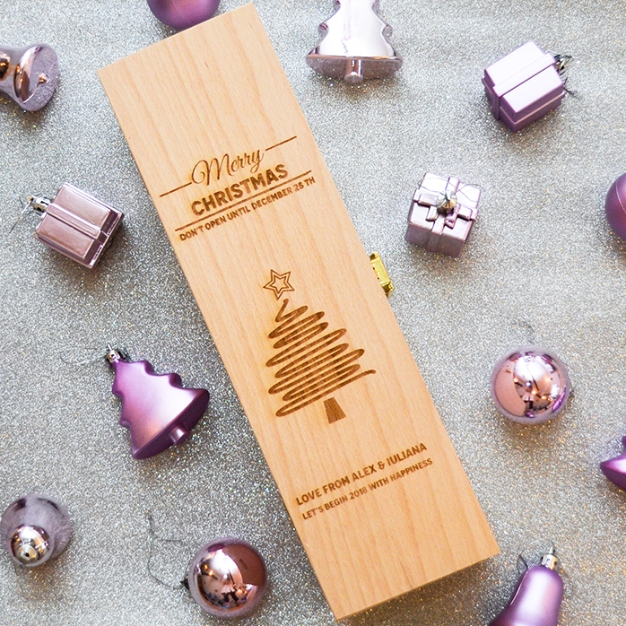 Cutie de vin personalizată - Star Christmas Tree