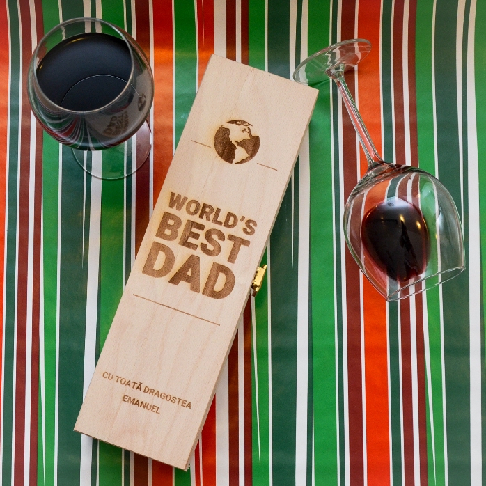 Cutie de vin personalizată - World
