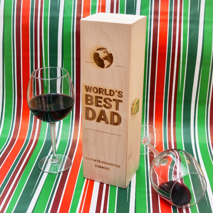Cutie de vin personalizată - World