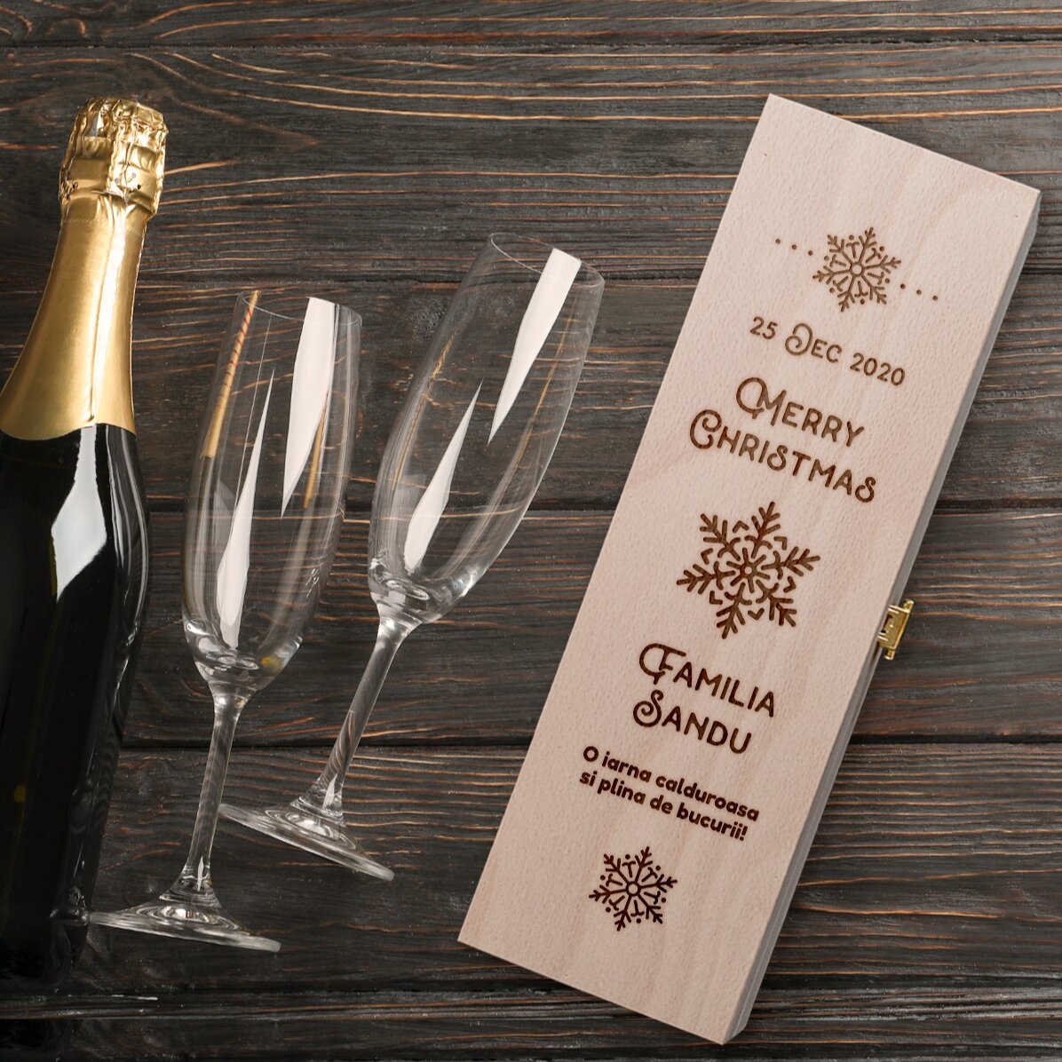 Cutie de vin spumant personalizată - Christmas magic
