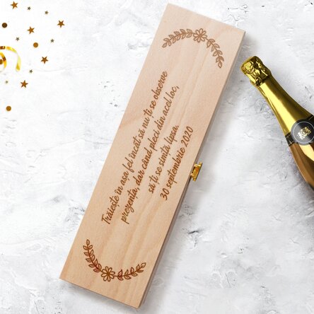 Cutie de vin spumant personalizată cu mesaj