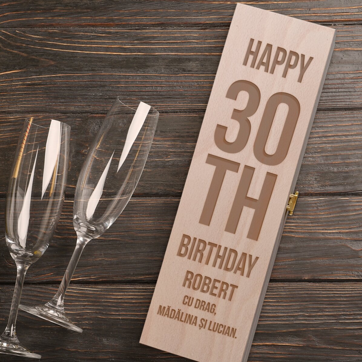 Cutie de vin spumant personalizată - Happy birthday