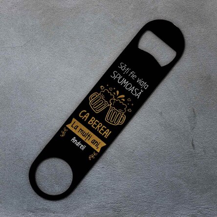 Desfăcător de bere personalizat cu text - La mulți ani!