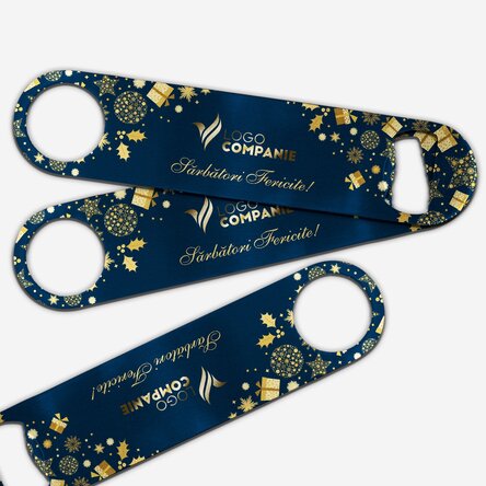 Desfăcător de bere personalizat cu text și logo - Poveste de Crăciun