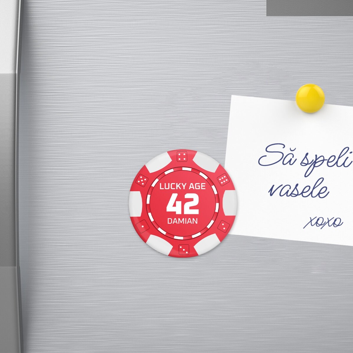 Desfăcător de sticle cu magnet personalizat cu mesaj  - Poker Chip