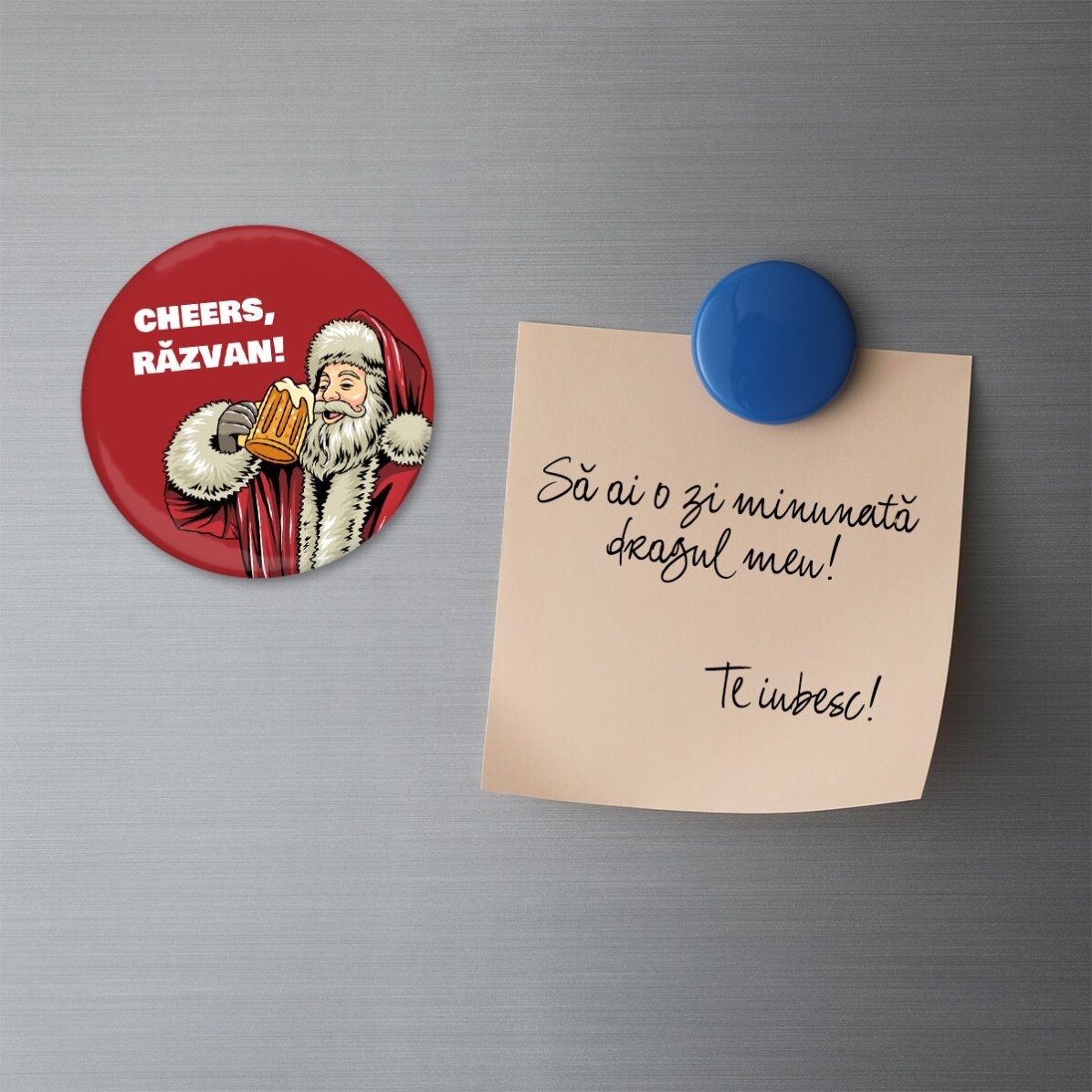 Desfăcător de sticle cu magnet personalizat cu text  - Moș Crăciun