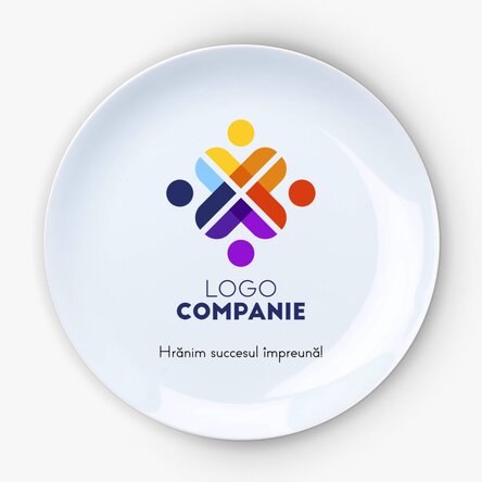 Farfurie personalizată cu logo vertical și text