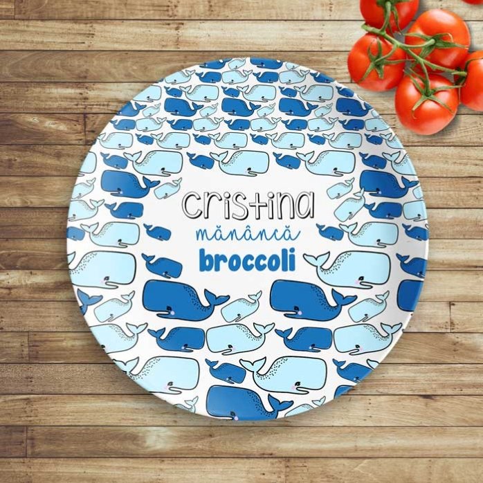 Farfurie personalizată cu text - Whale