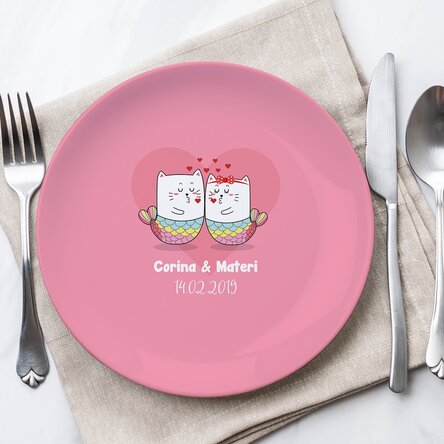 Farfurie personalizată cu text - Love cats