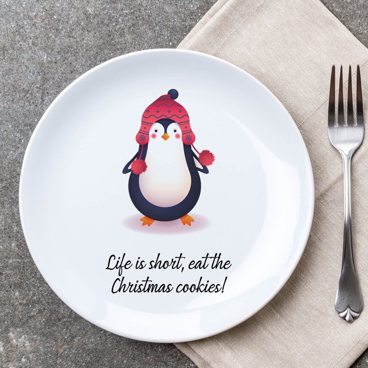 Farfurie personalizată cu text - Penguin