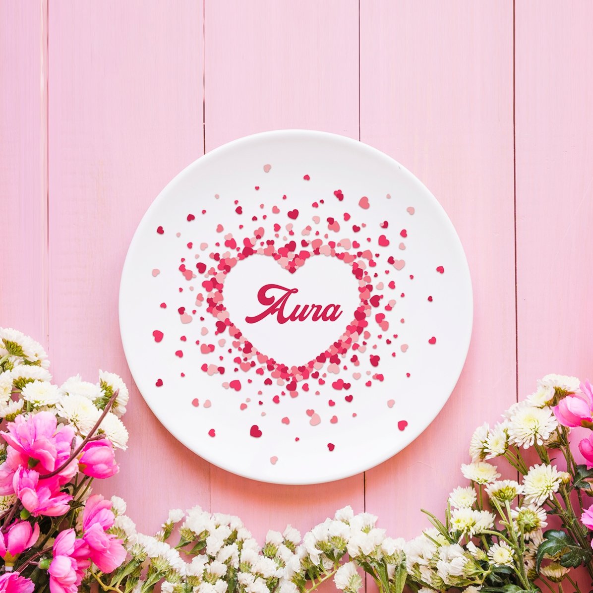 Farfurie personalizată cu text - Sparkle of hearts