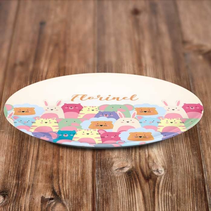 Farfurie personalizată cu text - Animăluțe