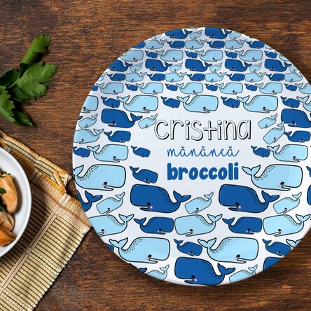 Farfurie personalizată cu text - Whale
