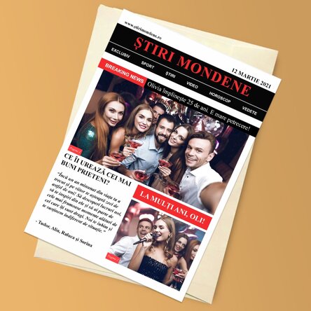 Felicitare magnetică amuzantă personalizată cu 2 poze și text  - Breaking news