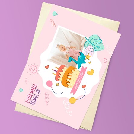 Felicitare magnetică personalizată cu o poză pentru aniversarea copilului tău