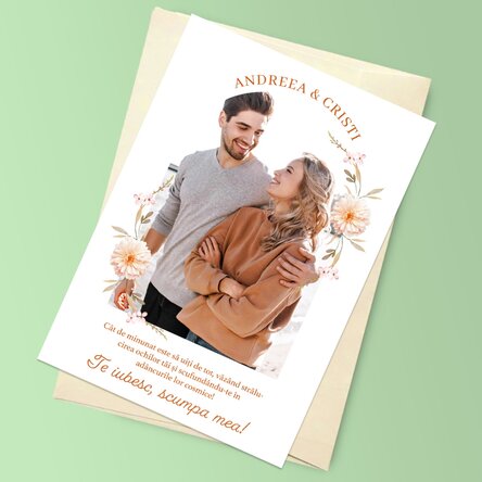 Felicitare magnetică personalizată cu o poză și text - Mesaj pentru iubit/iubită