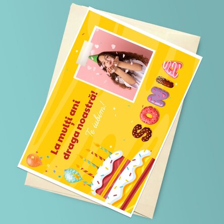 Felicitare magnetică personalizată cu o poză, text și nume special - Zi de naștere