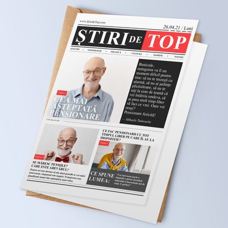 Felicitare personalizată cu 3 poze și text - Pensionare