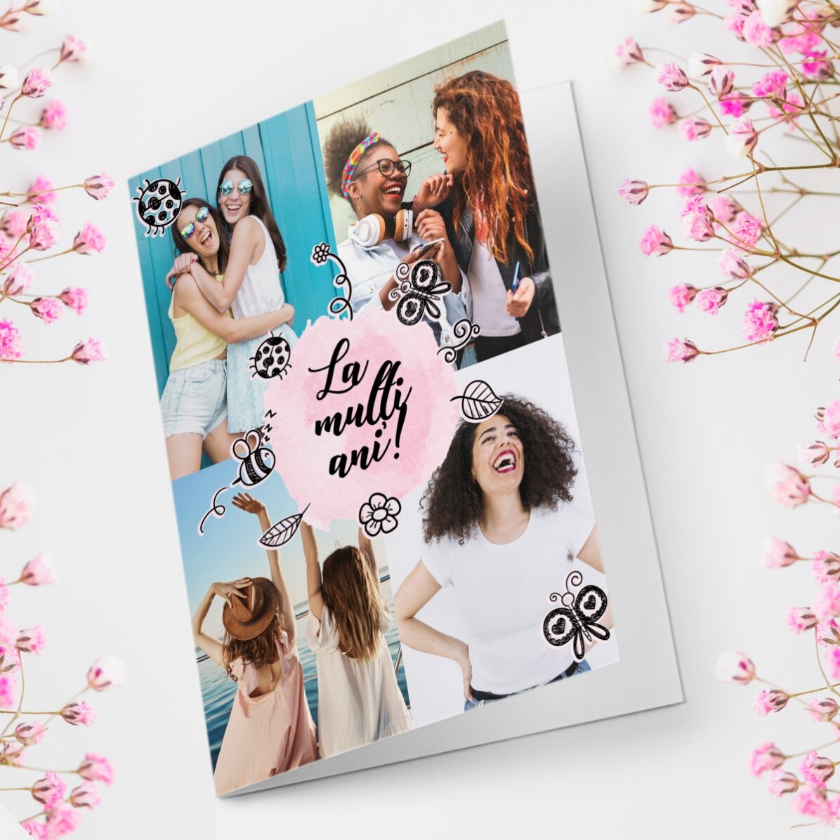 Felicitare personalizată cu 4 poze