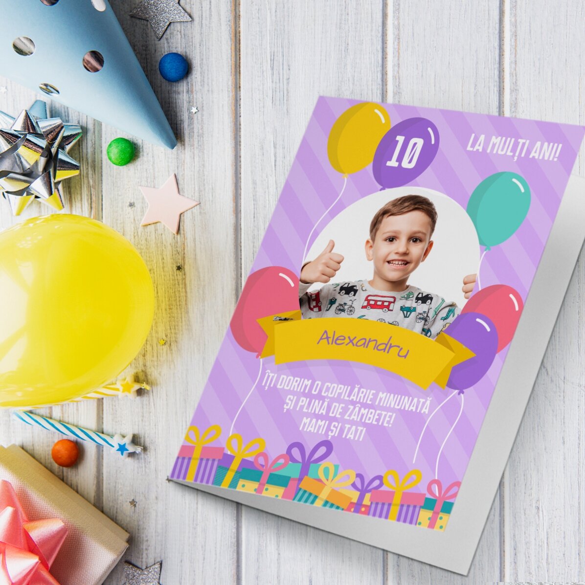 Felicitare personalizată cu fotografii și text - Happy Birthday, Kids!