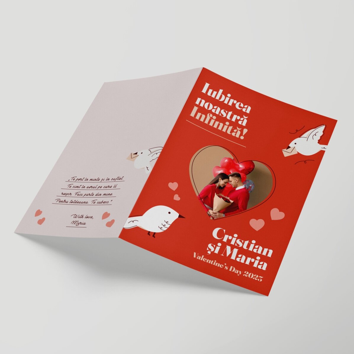 Felicitare personalizată cu poză și mesaj - Iubirea noastră infinită