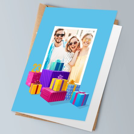 Felicitare personalizată cu poză, text și cod QR - La mulți ani