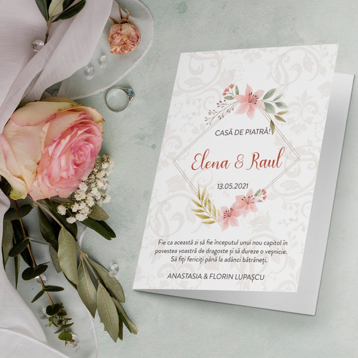 Felicitare personalizată cu text - Casă de piatră